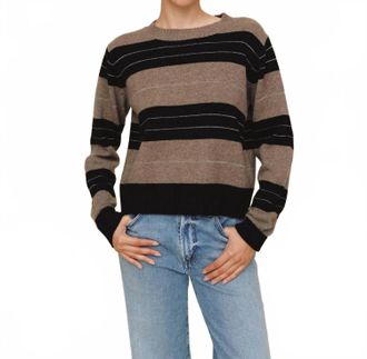 Bella Dahl Fitted Crew Sweater In Frappe Stripe