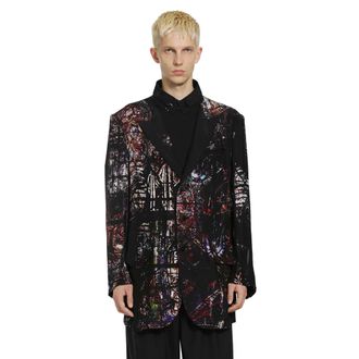 Yohji Yamamoto Stained Glass Printed Message Blazer