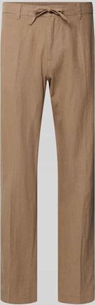 Selected Straight Leg Leinenhose mit Tunnelzug Modell LEROY in Sand, Gr&ouml;&szlig;e XXL