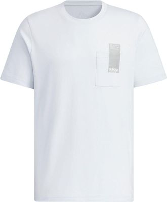 adidas Small Linear Logo Pocket T-Shirt Asia Sizing Light Grey Blue JI9084
