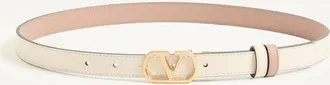 Valentino Garavani VLogo Signature Reversible Shiny Calfskin Belt - 20Mm / 1.2 In. Woman LIGHT IVORY/ROSE CANNELLE 065