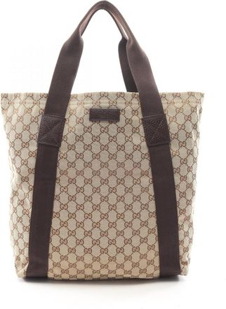 Gucci Beige Brown Gg Canvas Handbag Tote Bag (Pre-Owned)