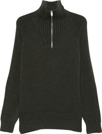 Fay Trui met elleboogpatch en halve rits - Groen