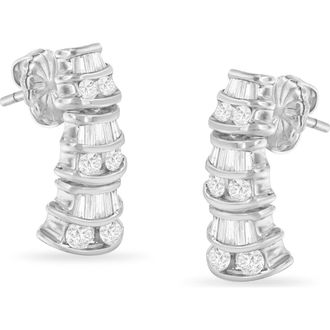 House of Brilliance 14KT White Gold 7/8 cttw Diamond Dangle Multi Row Earrings at Nordstrom