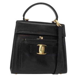 Ferragamo Pre-owned Handbags, female, Black, Size: ONE SIZE Pre-owned Leather Handbag