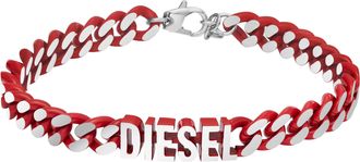 Diesel Mens Red Stainless Steel Chain Bracelet