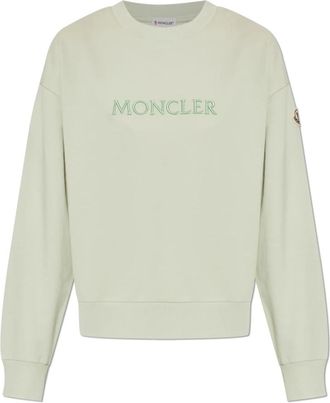 Moncler Logo Sweatshirt - Dames - Sweatshirts - Groen - S - Katoen - Hoodies & sweatvesten