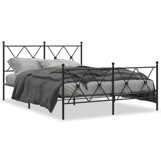 Berkfield Home Metal Bed Frame without Mattress with Footboard Black 140x190cm | Size: 140x190 cm