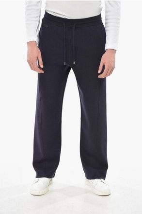 Lanvin Merino Wool-Blend Casual Trousers with Side Embroidered Logo size L