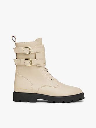 Tommy Hilfiger Leather Logo Cleat Biker Boots