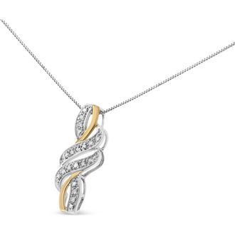 House of Brilliance 10K Yellow Gold Plated Silver 1/20 cttw Round Cut Diamond Swirl Pendant Necklace at Nordstrom