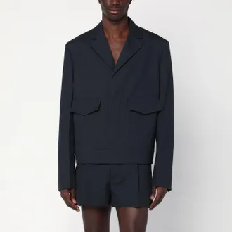 Gucci Giacca grigia scura in gabardina di lana