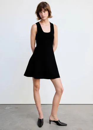 Mango Vestito maglia sottile svasato nero - Donna - S - MANGO