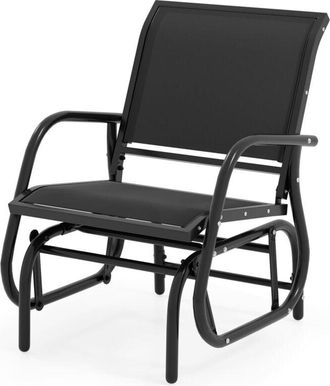 Costway Costway - Swing Glider Chair Outdoor Rocking Chair w/ Study Metal Frame-Black
