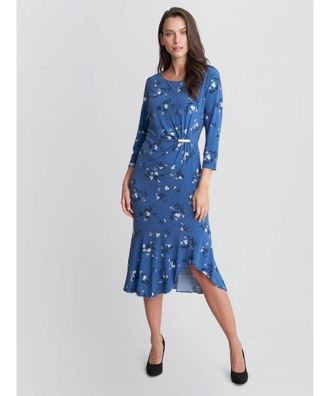 Gina Bacconi Womens Betty Jersey Dress With Gold Trim - Blue - Size 20 UK