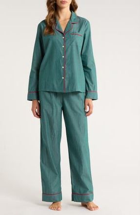 Nordstrom Classic Cotton Pajamas in Green Garnet Chambray at Nordstrom Rack, Size X-Small