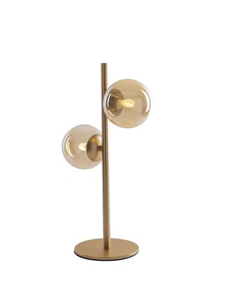 Luce-Ambiente-Design Honey Brass Metal Table Lamp with Glass Diffuser (2xg9)