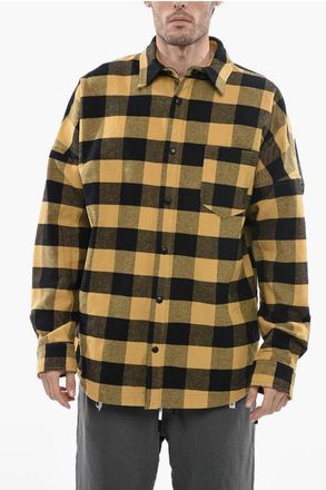 Palm Angels Overshirt a Quadri Buffalo con Taschino a Toppa taglia S