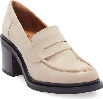 Miz Mooz Day Block Heel Penny Loafer in Cream Antique Burnish at Nordstrom Rack, Size 9.5-10Us / 41Eu