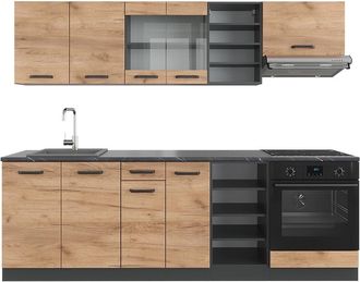 Vicco Mueble De Cocina R-line, Oro Power Roble/antracita, 240 Cm, Et Antracita