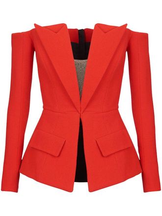 Balmain off-shoulder virgin-wool top - women - Virgin Wool - 34 - Red