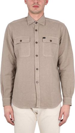 Fay Textured Cotton-Linen Shirt With Classic Collar
