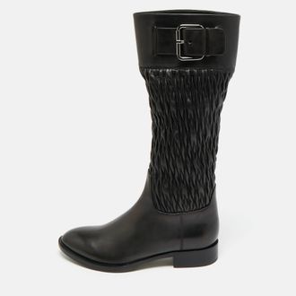 HUGO BOSS Size 38 Black Leather Knee Length Boots
