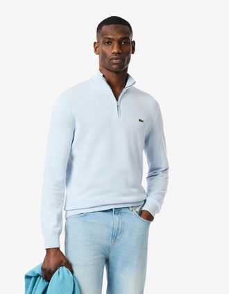 Lacoste Mens Lacoste Half Zip Logo Mens Sweatshirt - Rill T01 - Blue - Size: 40