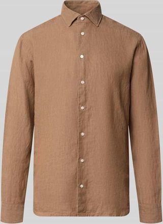 Seidensticker Regular Fit Business-Hemd aus Leinen mit Kentkragen in Mittelbraun, Gr&ouml;&szlig;e 42