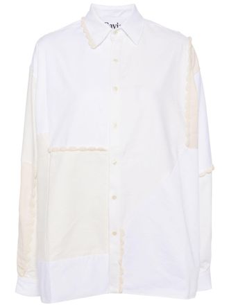 Cavia Blouse met gehaakte afwerking en vlakken - Beige