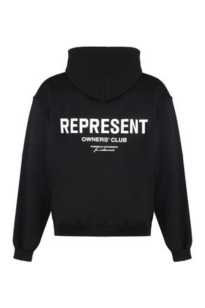 Represent Mens Full-Zip Cotton Hoodie Black Top