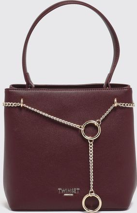 Twinset Mini Handbag in Faux Leather with Embroidery and Metal Mesh