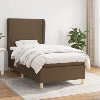 vidaXL Cama Box Spring Con Colch&oacute;n Tela Marr&oacute;n Oscuro 90x200 Cm Vidaxl