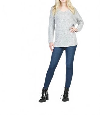 Papillon Soft V-Neck Oversized Sweater In Light Grey