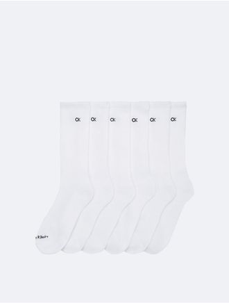 Calvin Klein Mens Cushion 6-Pack Crew Socks - White/Natural