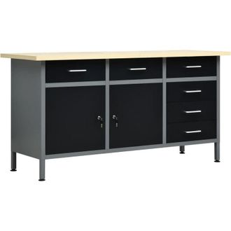 vidaXL Vidaxl - Banco De Trabajo De Acero Negro 160x60x85 Cm