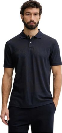 Guess Polo met bloemenjacquard - Heren - Polos - Blauw - S - Katoen - Tops