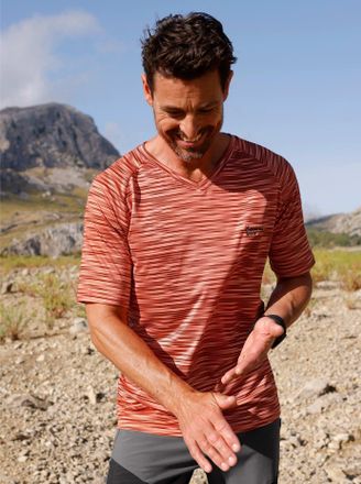 Catamaran Funktionsshirt CATAMARAN Funktions-Shirt, Herren, Gr. 48/50, orange, 90% Polyester, 10% Elasthan, gemustert, mehrfarbig, meliert, unifarben, V-Ausschn