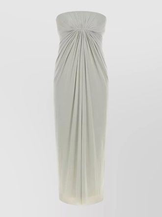 Alberta Ferretti strapless jersey midi dress ruched detailing