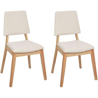 Beliani Set di 2 sedie da pranzo imbottite con schienale e seduta imbottiti in legno scuro e beige chiaro Merrill