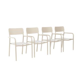 Sweeek Silla de jard&iacute;n apilable de aluminio, set de 4, beige