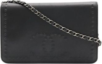 Chanel Pre-owned Coco Mark Chain Wallet Schoudertas - Dames - Vintage Schoudertas - Zwart - ONE Size - Leer - Vintage