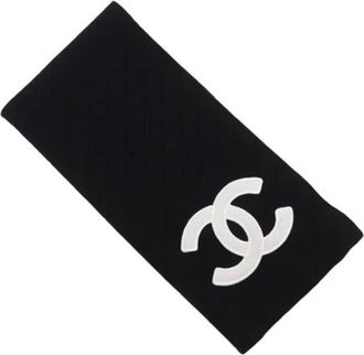 Chanel Pre-owned Scarves, female, Black, Size: ONE SIZE Pre-owned Cambon Line Wool Scarf