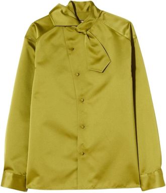 Plan C Blouse met sjaalkraag - Dames - Blouses - Groen - S - Overhemden