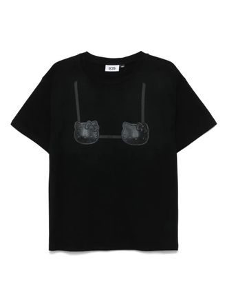 GCDS x Hello Kitty printed-bra T-shirt - women - Cotton - S - Black