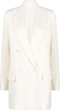 Max Mara Double-Breasted Wollen Blazer - Dames - Blazers - Wit - S - Wol - Jassen
