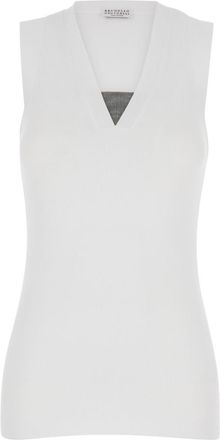 Brunello Cucinelli White White V-neck Tank Top