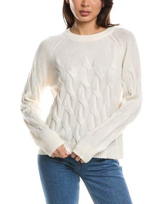 Fort&eacute; Cashmere Wandering Cable Crewneck Cashmere Sweater