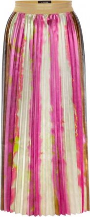 Le Superbe Womens Shibori Stripe Pleat Midi Skirt In Brushstrokes