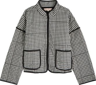 Free People Chloe Gingham Cotton Jacket - Black And White - S (UK8-10 / S)